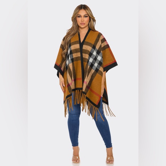 ReservedChic Sweaters - Chic Plaid Poncho